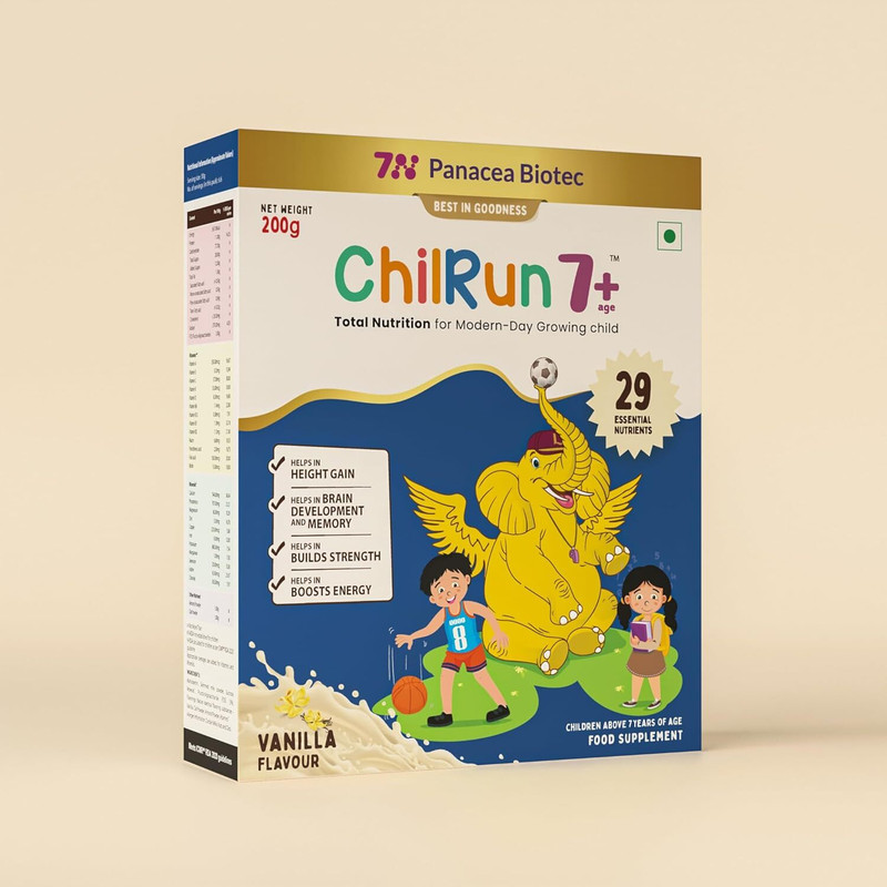 ChilRun 7+ Nutrition for Children | 29 Essential Nutrients with Almonds & Oats, Energetic Nutrition Drink(200 g, Vanilla Flavored)