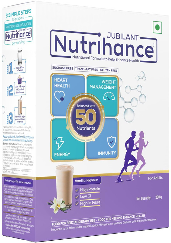 JUBILANT Nutrihance Nutritional Formula help Enhance Health, Vanilla Flavor, 200 gm Nutrition Drink(200 g, Vanillla Flavored)