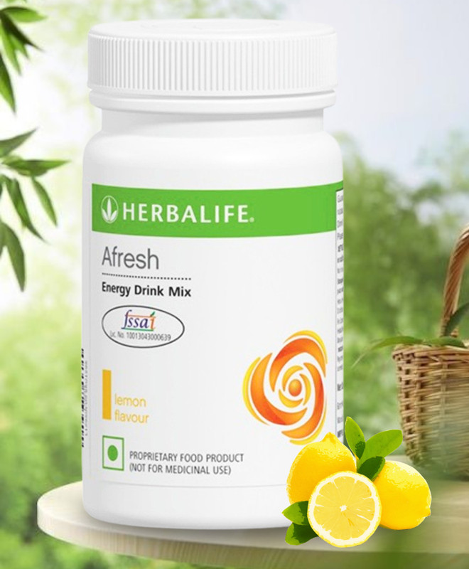 HERBALIFE Afresh Energy Drink Mix – 50 GMS – Lemon Flavor, Mental Clarity, & Focus Sports Drink(50 g, Lemon Flavor Flavored)