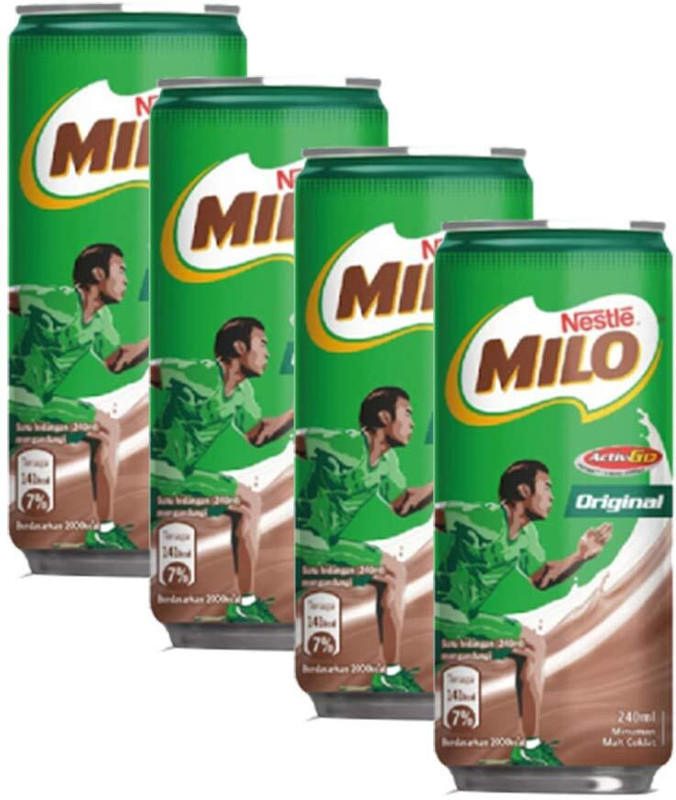 Milo Original Chocolate Energy Drink Can Sports Drink(4x240 ml, Chocolate Flavored)