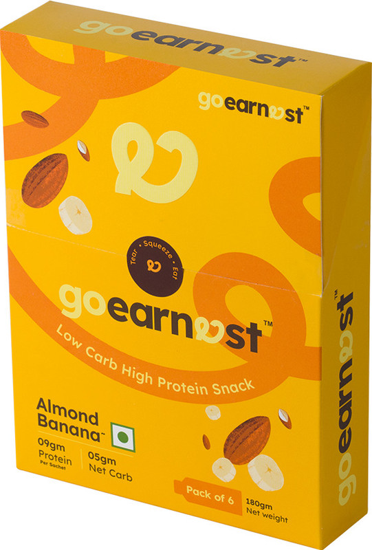 Goearnest Almond Banana | High Protein & Low Carb Snack (6 Sachets x 30g Each) Nutrition Drink(6x30 g, Almond Banana Flavored)