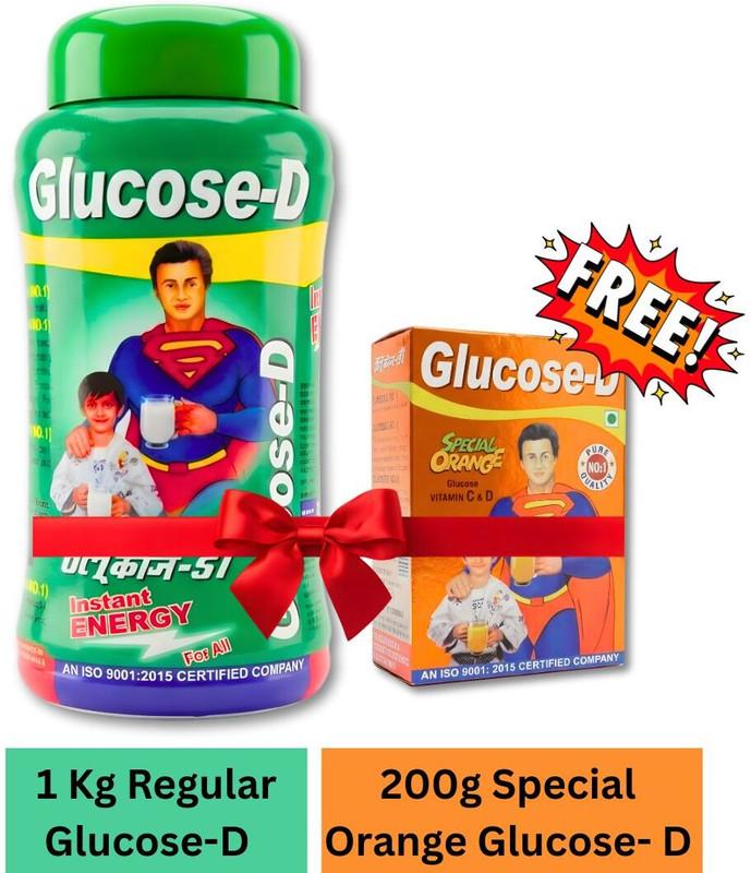 Glucose-D Special Orange Powder 1 Kg Jar with 200g Regular Glucose FREE | Sports Drink(1 kg, Orange Flavored)