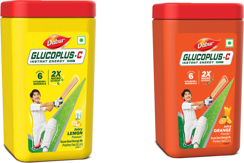 Dabur GlucoPlus-C Instant Energy Glucose (Lemon + Orange Powder) Sports Drink(2x400 g, Lemon+Orange Flavored)
