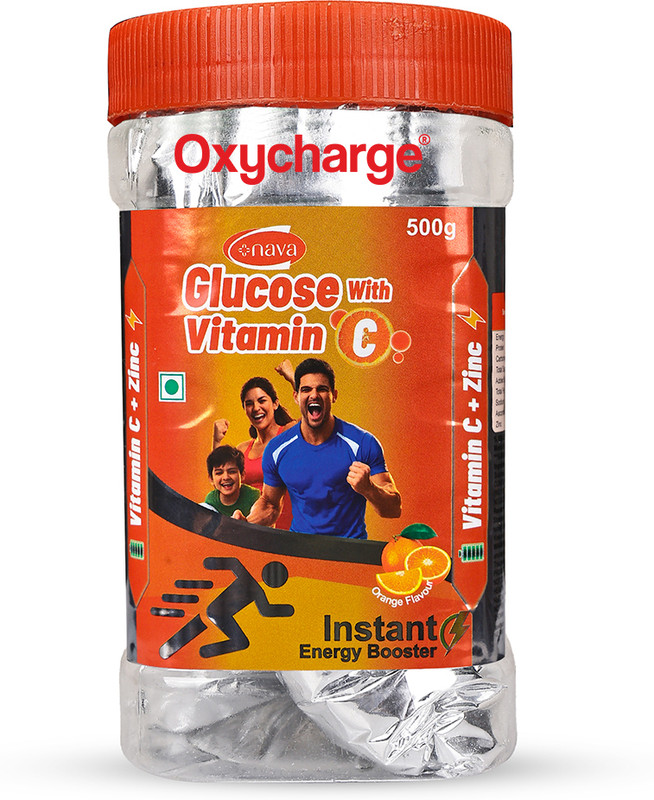 Oxycharge Nave Glucose Vitamin C for Instant, Energy Booster, Immunity 500 gm Energy Drink(500 g, ORANGE Flavored)