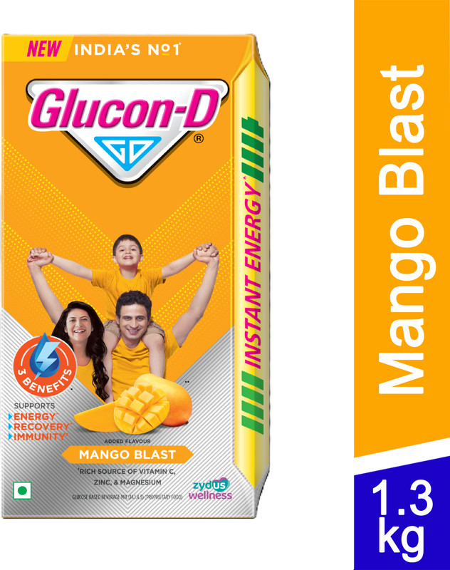 GLUCON-D Mango Blast with 3 Benefits of Energy, Recovery, and Immunity Refill Sports Drink(1.3 kg, Mango Blast Flavored)