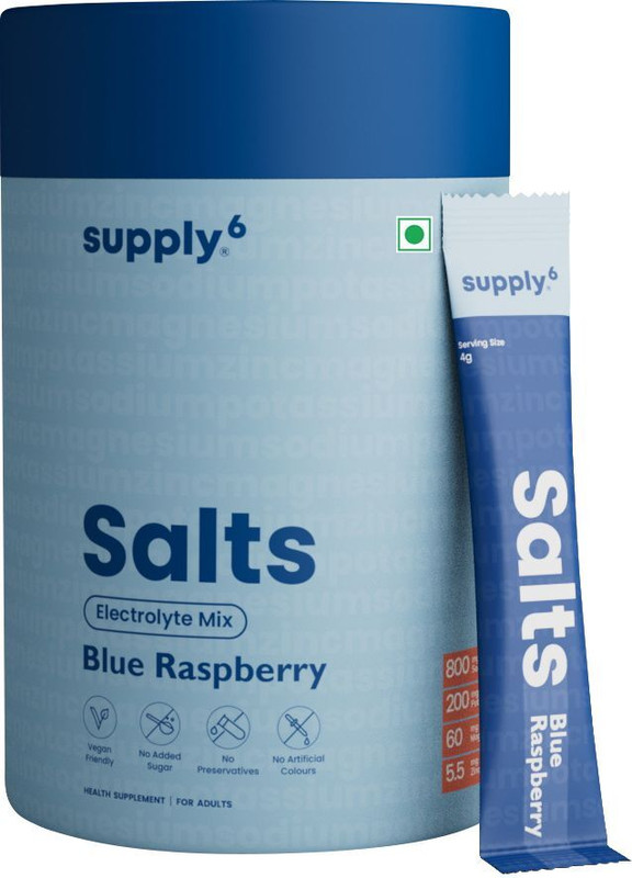 Supply6 Salts Hydration Drink(18 Sachets, Blue Raspberry Flavored)