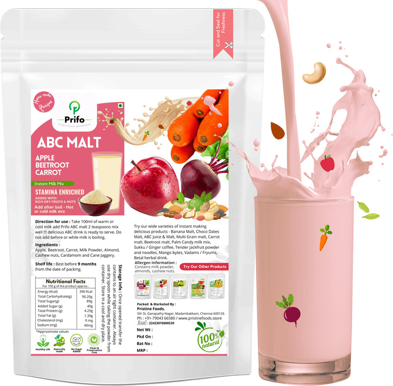 Prifo ABC Malt Powder Pack 1 Nutrition Drink(250 g, Apple Beetroot Carrot Milk Mix Powder, Added Cashews and Almonds Flavored)