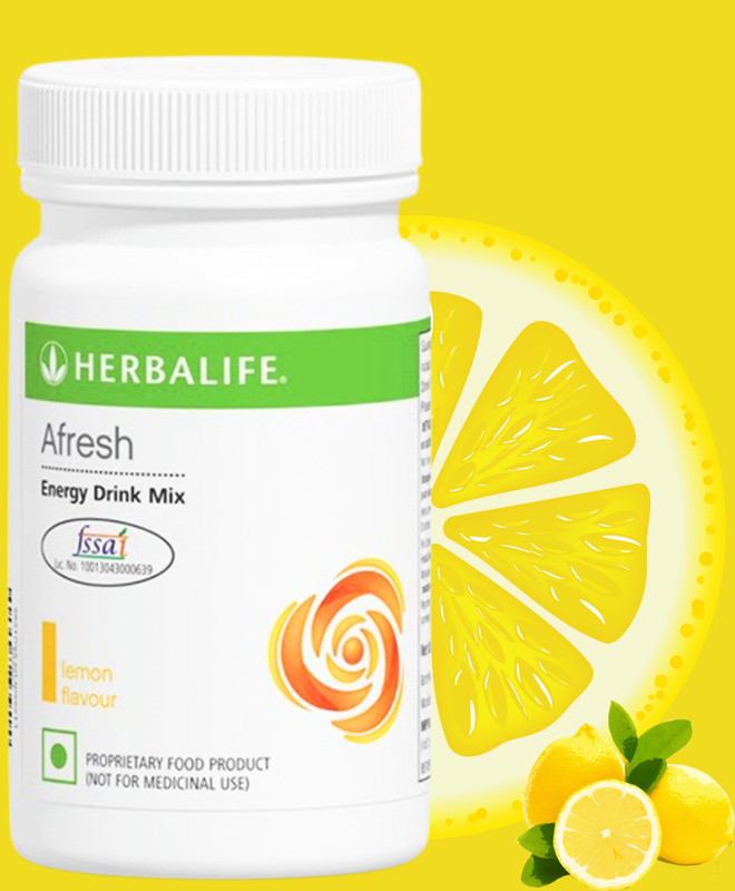 HERBALIFE Afresh Lemon Flavor Energy Drink – 50 GMS – Natural Energizer Sports Drink(50 g, Lemon Flavor Flavored)
