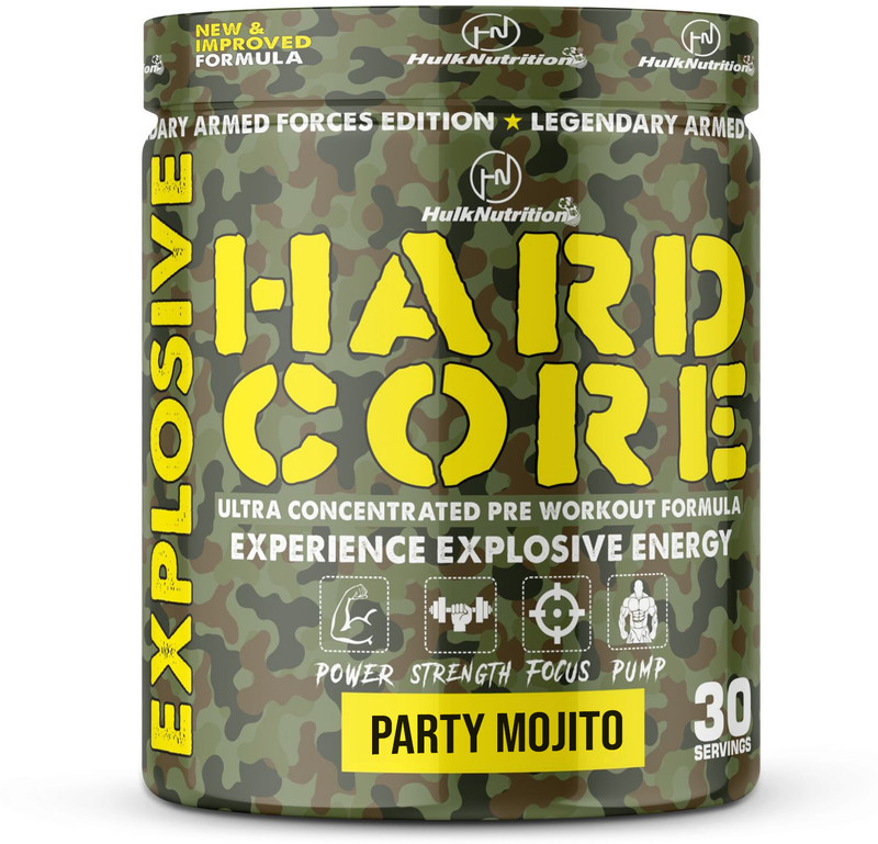 Hulk Nutrition HardCore Pre-Workout For Insane Focus,Energy With Caffeinated Punch & Creatine Sports Drink(195 g, Party Mojito Flavored)