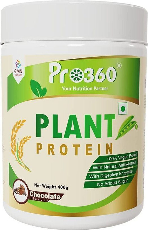 PRO360 Plant Protein Powder 100% Vegan Protein for Men & Women - No Sugar Added Nutrition Drink(400 g, Chocolate Flavored)