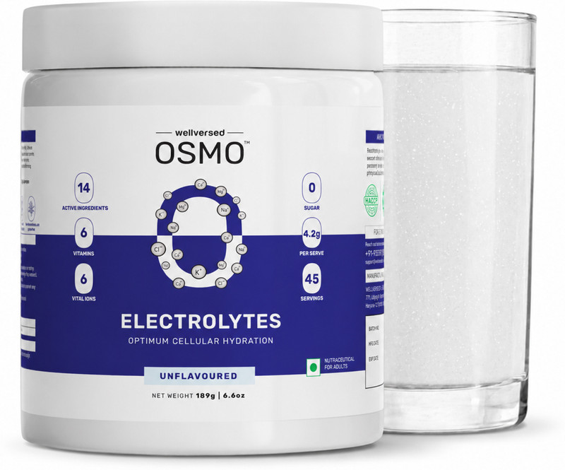 Wellversed OSMO Electrolyte Hydration Blend (Advanced Salts + Taurine & Vitamins) | Hydration Drink(189 g, UNFLAVORED Flavored)