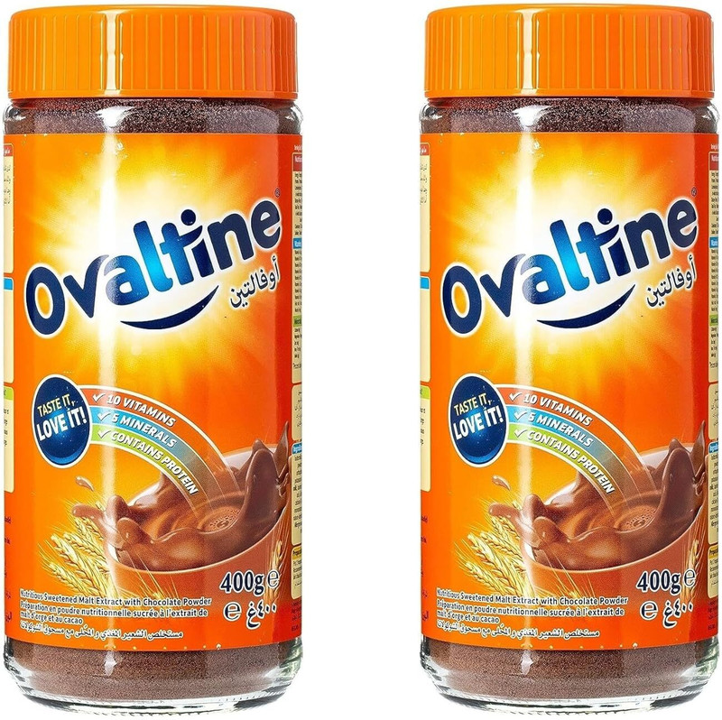 Ovaltine Malt Drink Delicious Chocolate Flavour Nutrition Drink(2x400 g, Chocolate Flavored)