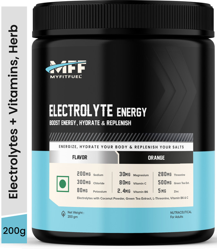 MyFitFuel Electrolyte Energy Hydration Replenishment + Green Tea Ext, Threonine 100g Mango Hydration Drink(100 g, Mango Flavored)