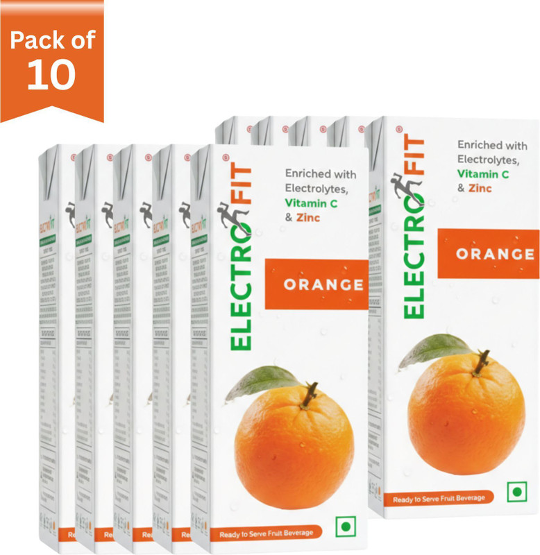 ELECTRO FIT Ready to Drink Fruit Beverage Sport Energy Drink Enrich Electrolytes and Zink Sports Drink(10x200 ml, Orange Flavored)