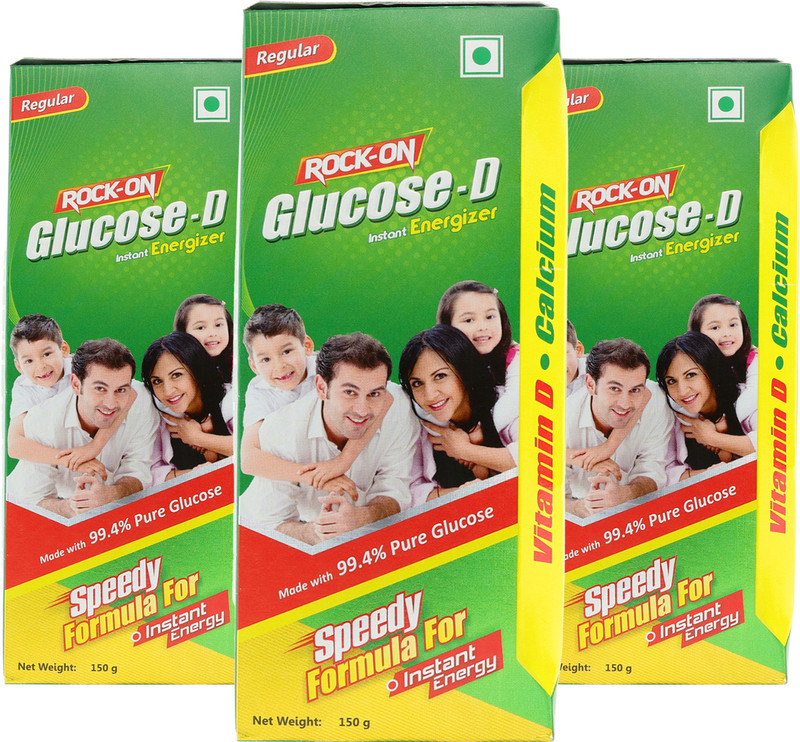 ROCK ON Glucose D Powder Instant Energy & Hydration With Vitamin D Sports Drink(2x150 g, REGULAR Flavored)