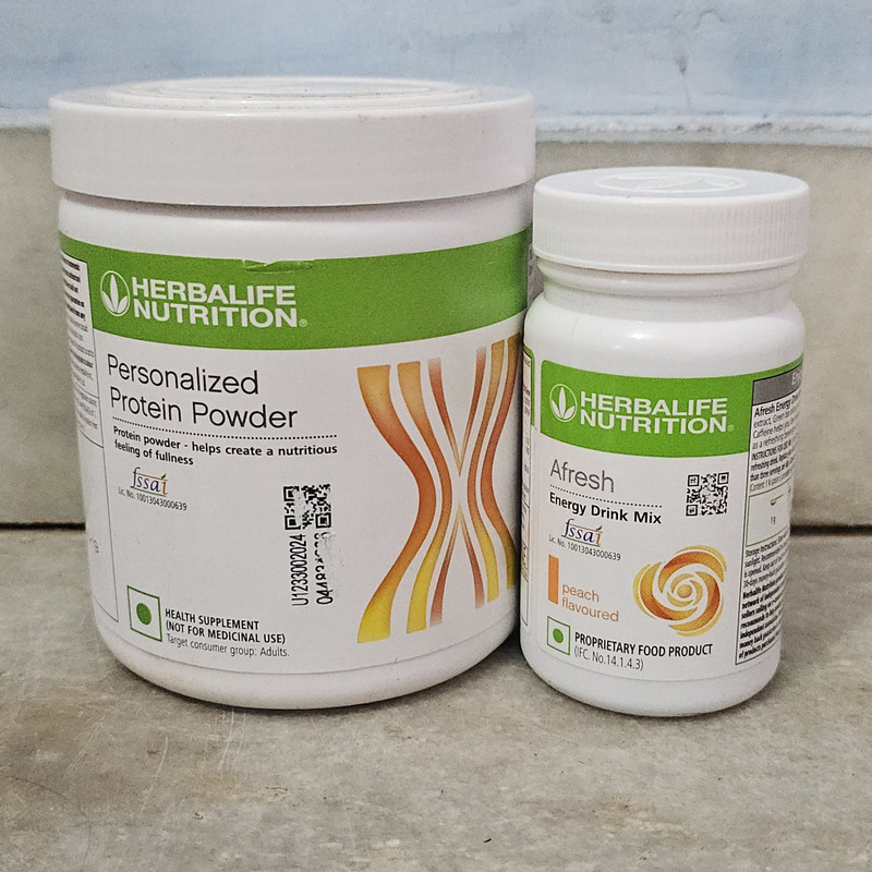 Herbalife Nutrition PERSONLIZED PROTEIN POWDER 200GM & ENERGY DRINK PEACH AFRESH Nutrition Drink(250 g, UNFLAVOURD, PEACH Flavored)