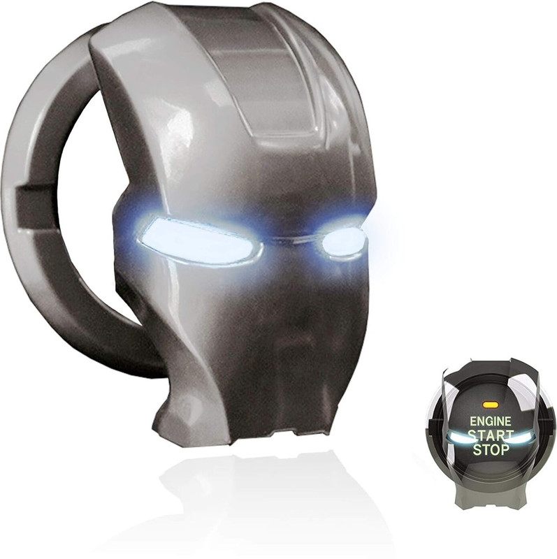 KolorFish Engine Start Stop Button Cover Push to Start(Shiny Silver Iron) Engine Start/Stop Button