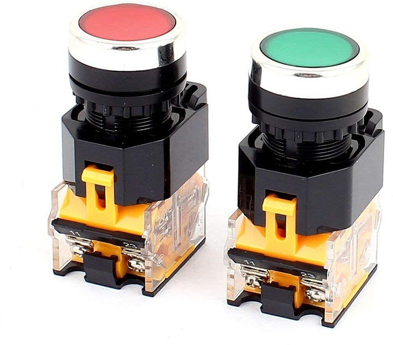 DeHMY LA38-203 22mm Push Button Switch | Momentary Spring Return | 1NO 1NC Contact Engine Start/Stop Button