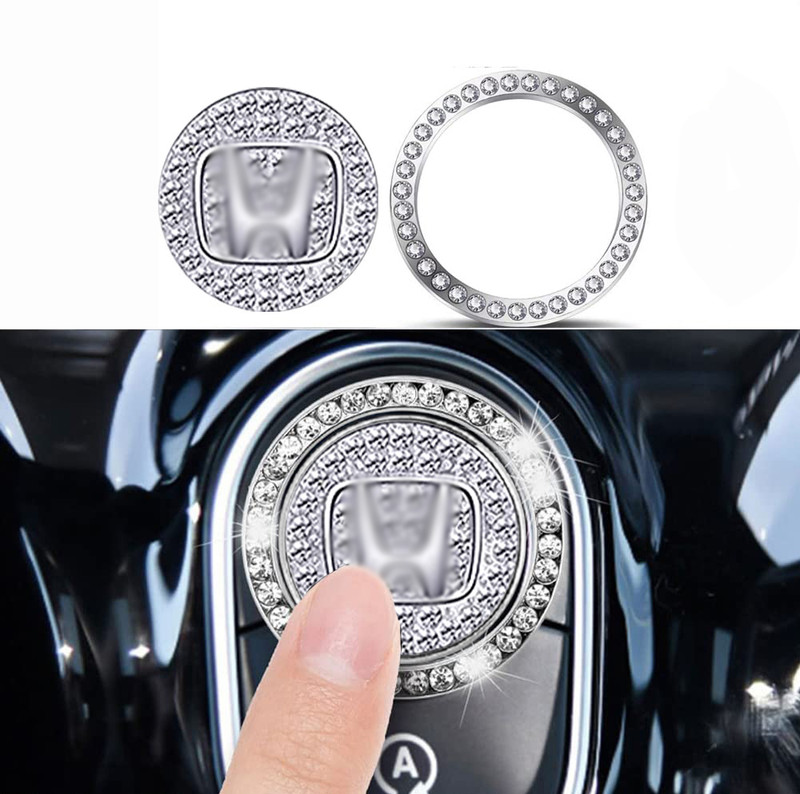 Wiska Diamond Metal Engine Ignition Cover Car Push Start Stop Button Cover for Car Engine Start/Stop Button