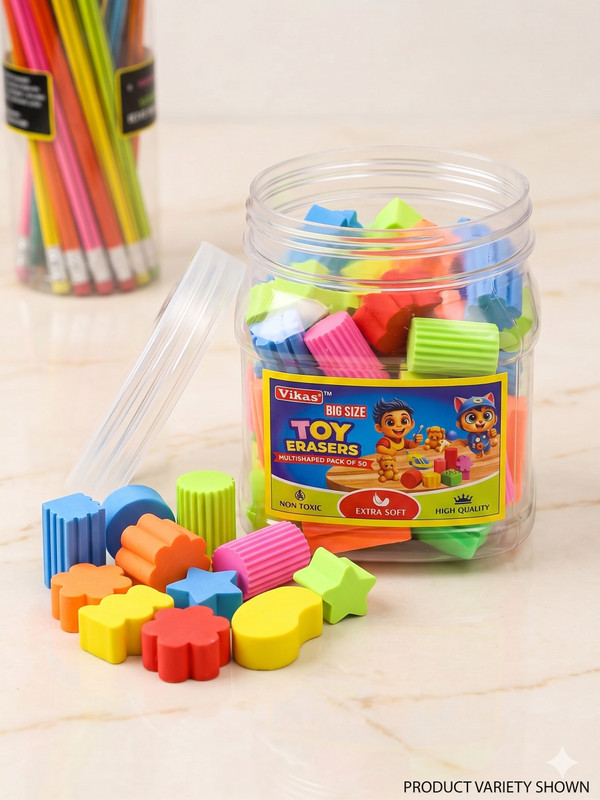 Vikas Big Size Toy Erasers -Multi-Shaped, Non-Toxic Extra Soft Pencil Rubbers for Kids Non-Toxic Eraser(Set of 1, Multicolor)