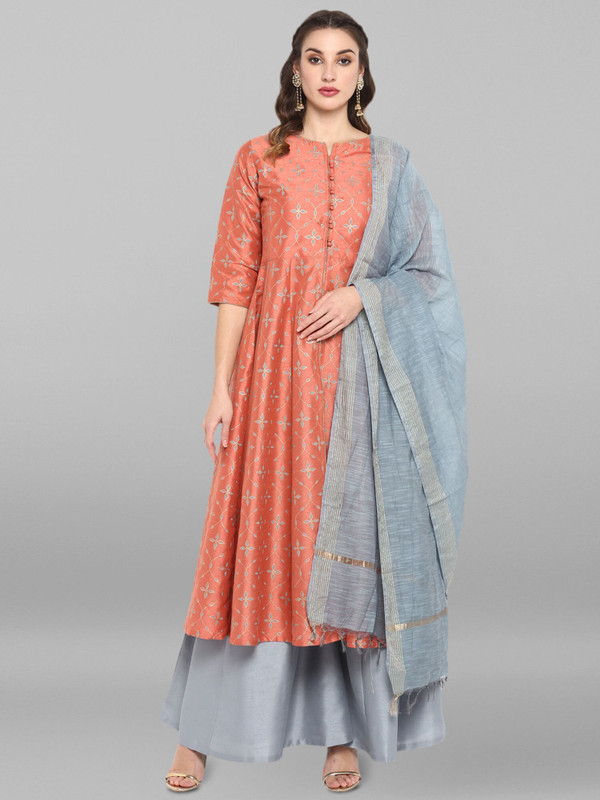 Janasya Women Kurta Palazzo Dupatta Set