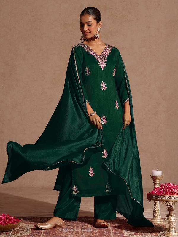 Janasya Women Kurti Pant Dupatta Set