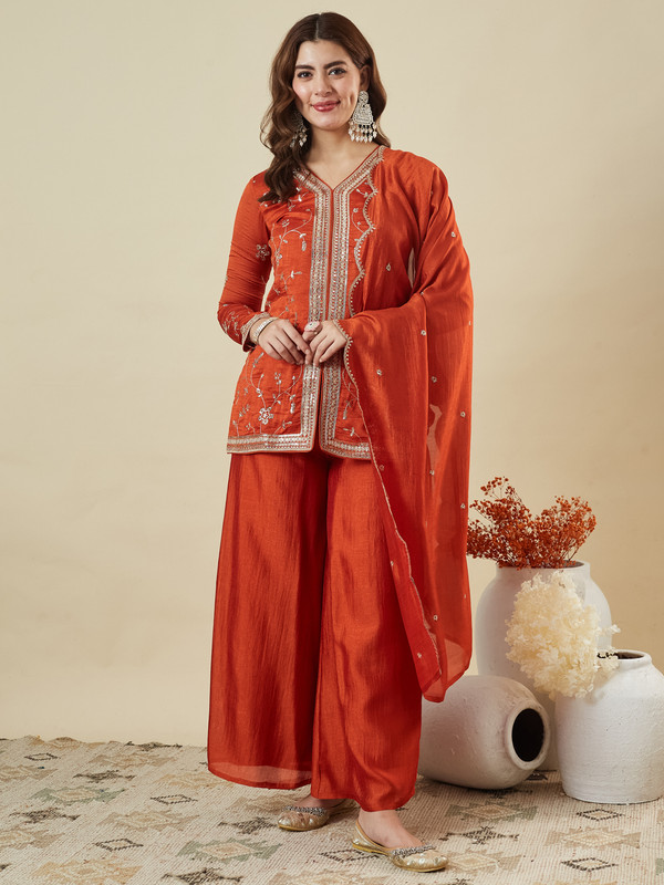 Mokosh Women Kurti Palazzo Dupatta Set