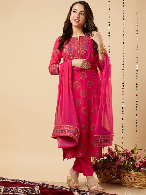 PSCHOICE Women Kurta Pant Dupatta Set