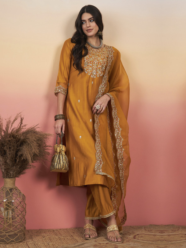 Indo Era Women Kurta Pant Dupatta Set