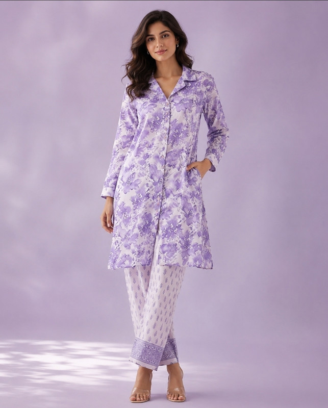 Maheshwari Women Ethnic Top Palazzo Set