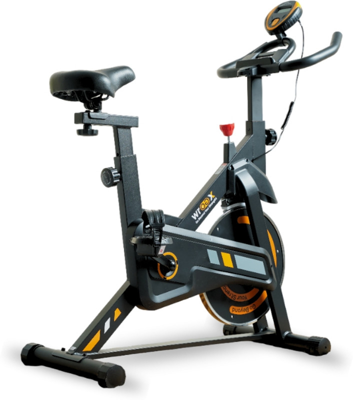 WROGX Spin 100 Spin Bike with Adjustable Handlebar & Magnetic Resistance Upright Stationary Exercise Bike(Black)