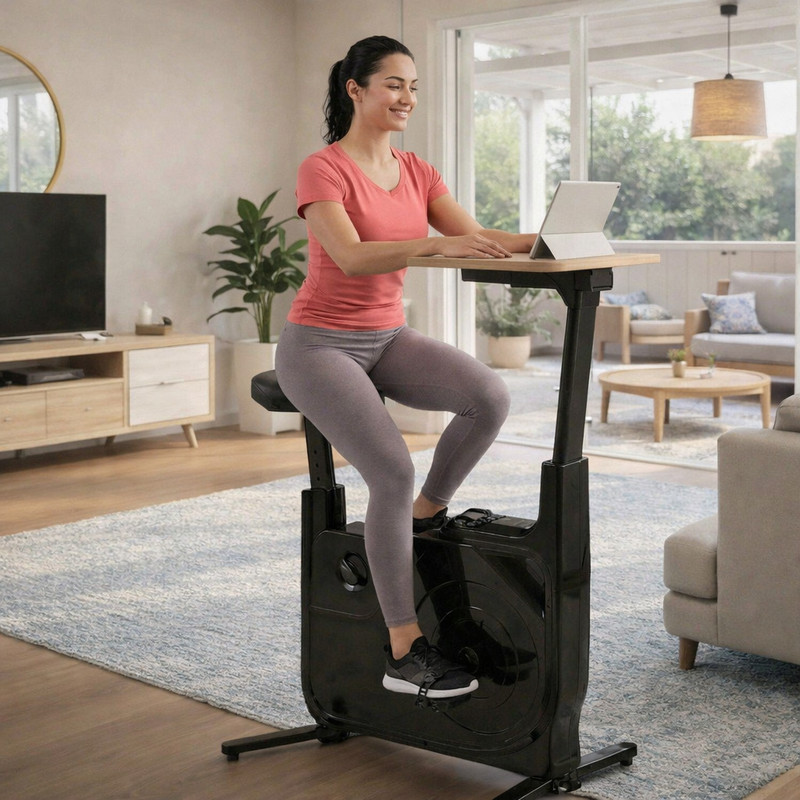 URC Desk Exercise Bike for Home & Office Pedal Desk Bike with Adjustable Seat Black Folding Bike Exercise Bike(Black)