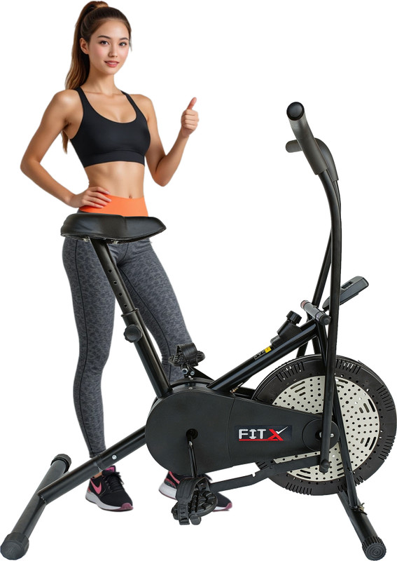 FitX AB-1303 Airbike with Moving Handles and Adjustable Resistance for Home Gym Indoor Cycles Exercise Bike(Black)