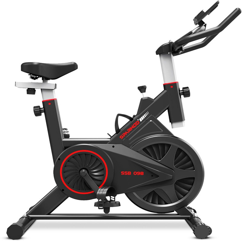 Sparnod Fitness SSB-09W Spin Bike for Home Workout with Belt Drive 9KG Flywheel, Adjustable Seat Spinner Exercise Bike(White)