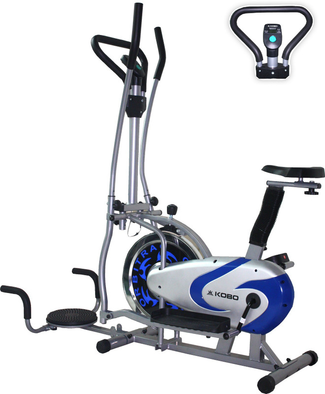 KOBO Multi Orbitrac Elliptical Steel Wheel with Twister Upright Stationary Exercise Bike(Silver, Blue)