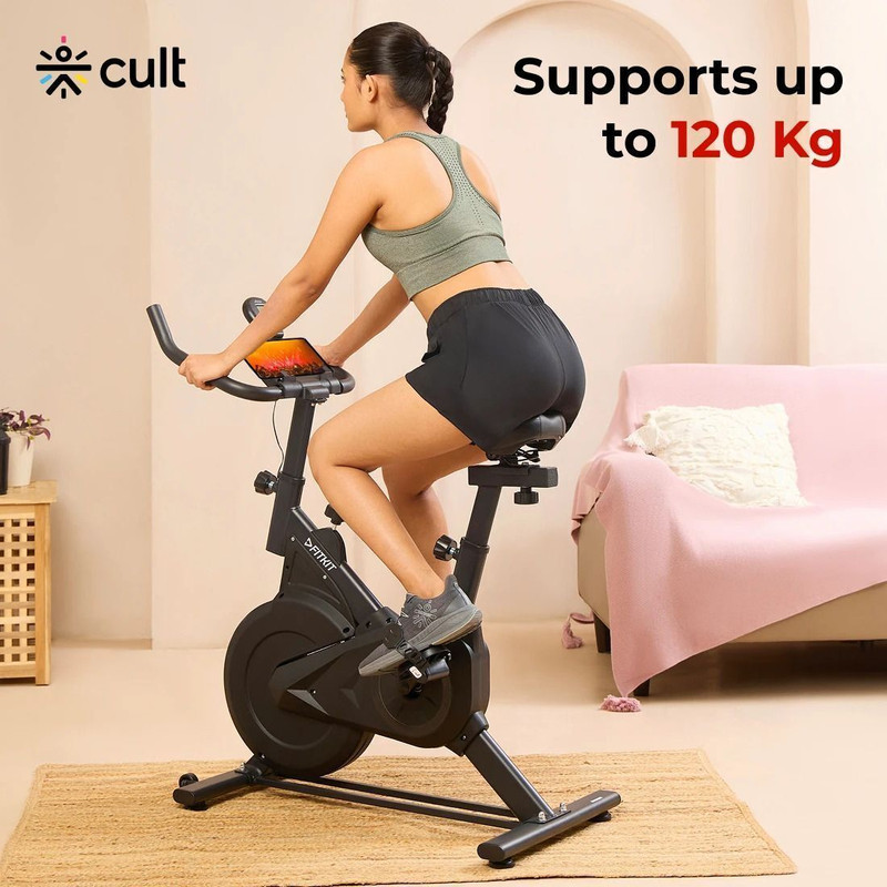 FITKIT by Cult FK7002 Spin Bike | 6Kg Flywheel | Max Weight:120 kg Spinner Exercise Bike(Black, Red)