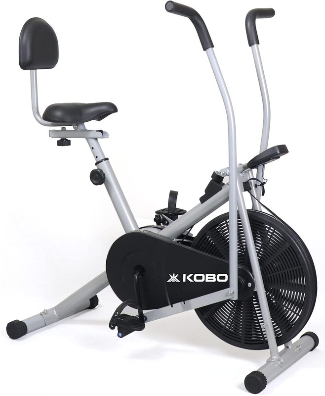 KOBO 2 in 1 Dual Action Exercise Air Bike with Back Rest Cycle for Home Weight Loss Dual-Action Stationary Exercise Bike(Grey)
