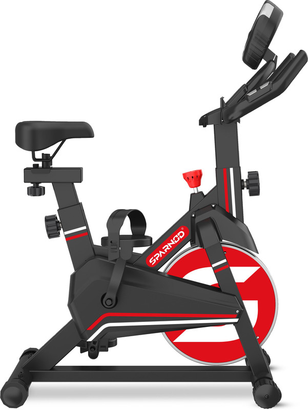 Sparnod Fitness SSB-08N Spin Bike for Home Use 8 kg Flywheel, Max User Weight 130kg Upright Stationary Exercise Bike(Black)