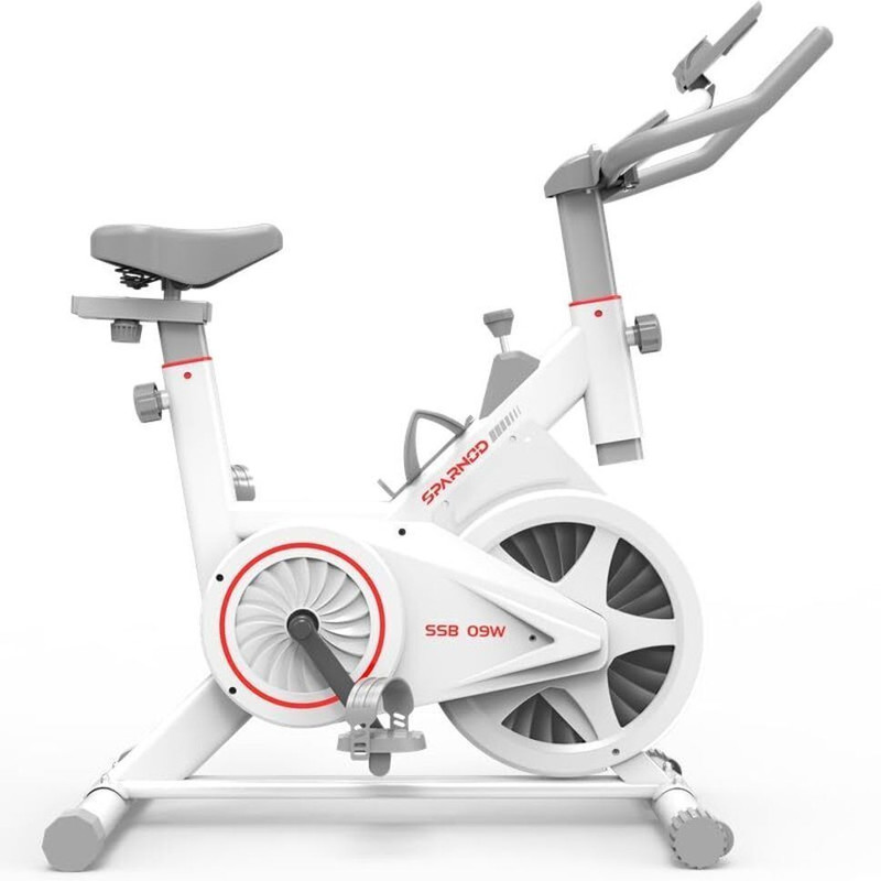 Sparnod Fitness SSB-09W Spin Bike for Home Workout with Belt Drive 9KG Flywheel, Adjustable Seat Spinner Exercise Bike(White)