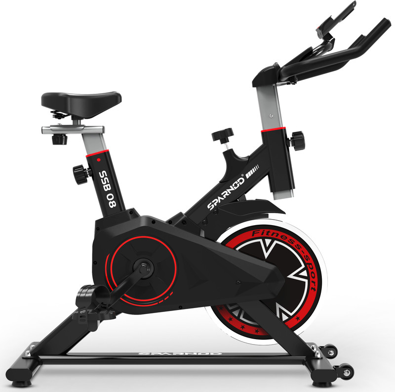 Sparnod Fitness SSB-08 Cycle for Home Gym with 8kg Flywheel LED Display Pulse Sensor Silent Belt Spinner Exercise Bike(Black)