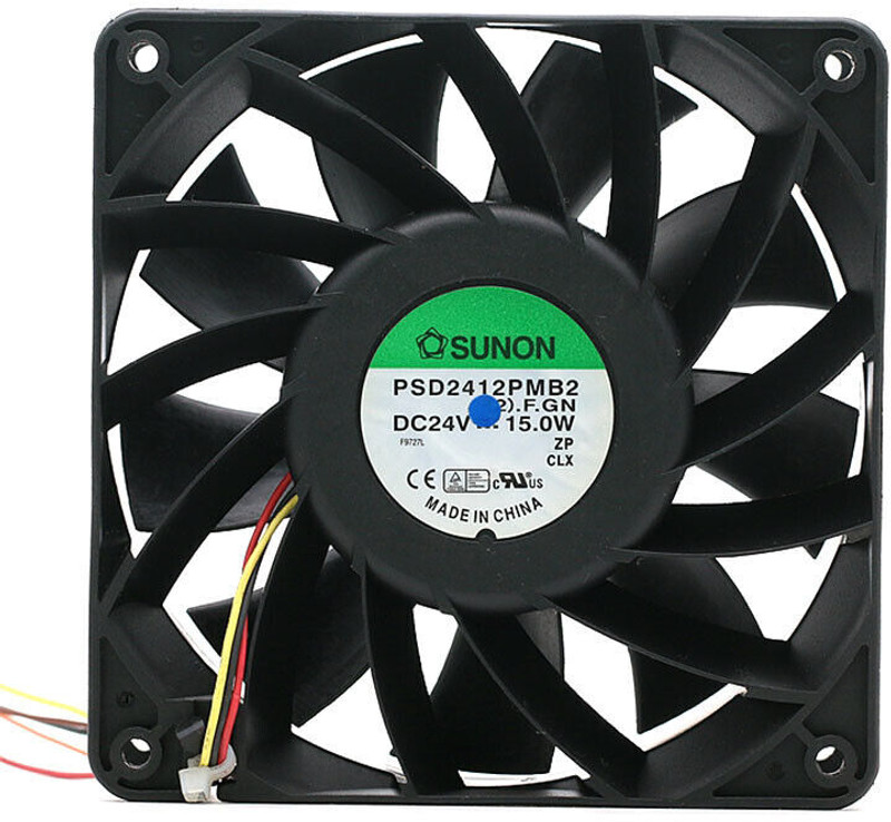 Electronic Spices SUNON PSD2412PMB2 24V 15W 12038 12CM dual ball high air volume inverter fan 120 mm Exhaust Fan(Black)