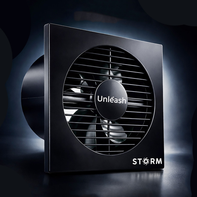 unleash Storm 200 MM Exhaust Fan Kitchen Bathroom, Exhauster Fan For Kitchen Bathroom 200 mm Exhaust Fan(Black)