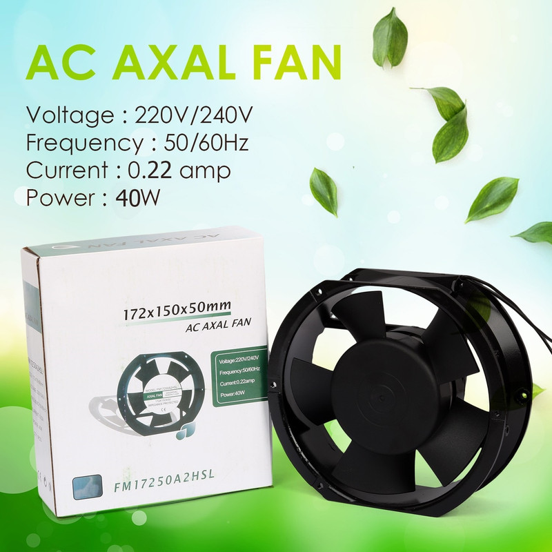 GoodsBazaar 6" Round Oval 230v AC 172x150,51mm 6 Inch Oval Round Shape Industrial Panel Fan Air Cooler Axial Cooling Fan Aluminum Oval Round Metal Body Axial Fan AC Cooling Fan Panel Fan 6” Air Blower Cooling Fan All in one Cooler(Black)