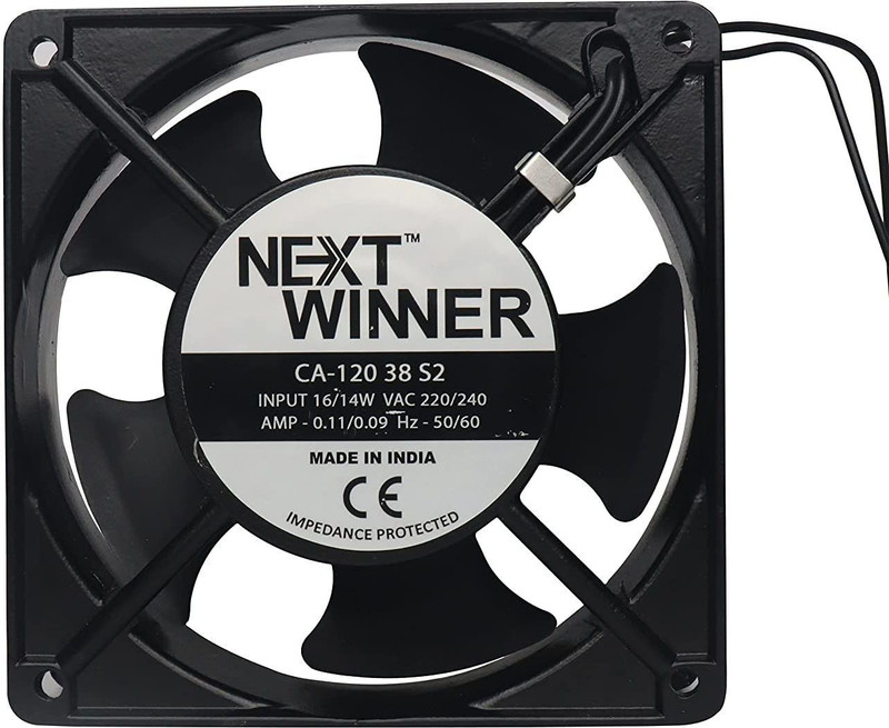 NEXT WINNER Made in India 4.75Inch Axial Fan 220/240V 0.11/0.09Amp Impedance Protected for DIY Cooling Ventilation Exhaust Projects (Black) 120 mm Exhaust Fan(BLACK)