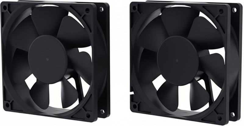 EXCELLION 3 Inch 12V DC Fan Pack of 2 High Speed Silent Airflow for Server Kitchen Office 80 mm Exhaust Fan(Black)