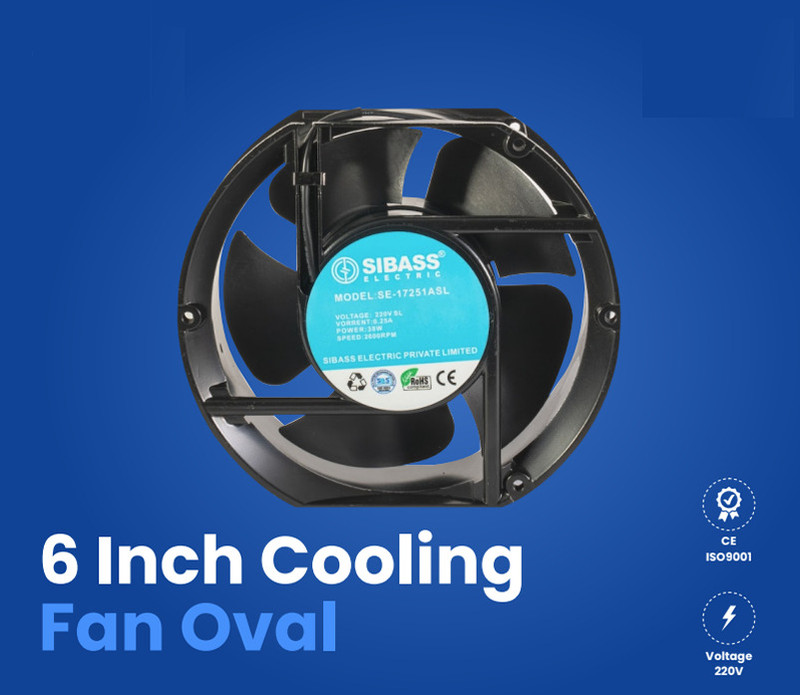 Divinext 6 Inch AC Fan Square Round 6" Square Oval Air Cooler Axial Cooling Fan Panel Fan Cooling Fan All in one Cooler(Black)