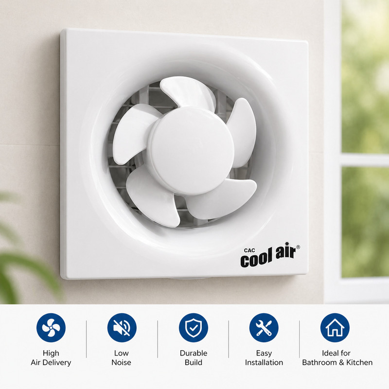 COOLAIR Ventilation Fan | 150mm High-Speed | Efficient Air Circulation | Compact Design 150 mm Exhaust Fan(White)