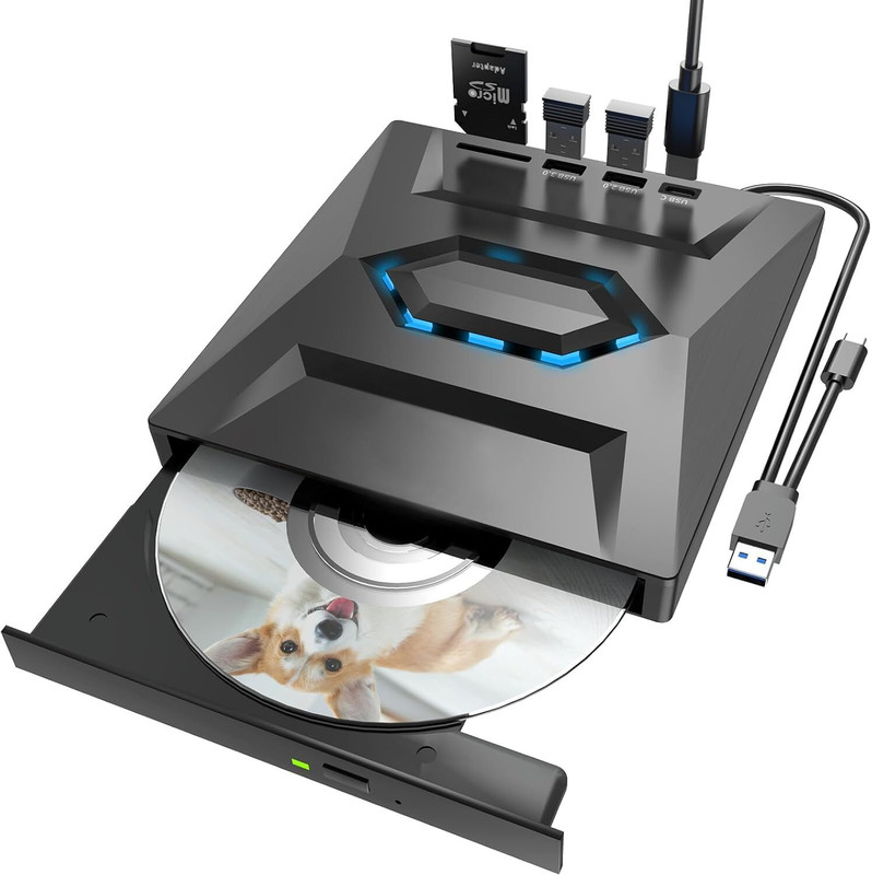 BKC USB 3.0 & Type C External CD DVD Writer RW Optical Drive CD/DVD External External DVD Writer(Black)