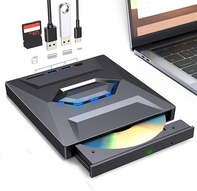 ULTRABYTES External DVD Drive USB 3.0 Type C High Speed 5Gbps External DVD Writer(Black)