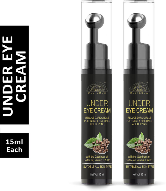 Desi Crew Under Eye Cream - Reduces Dark Circles, Puffiness & Fine Line with Roller(30 ml)